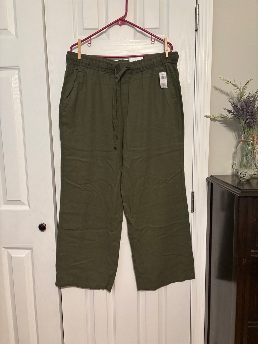 Old Navy Olive Wide-Leg Drawstring Pants